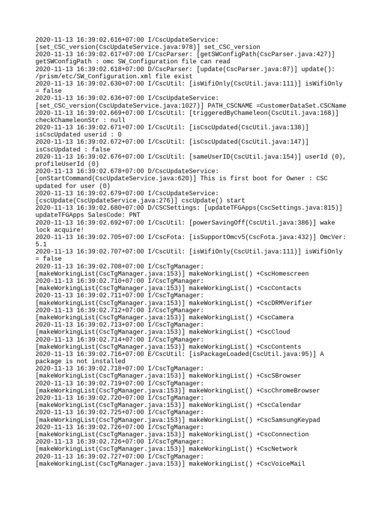 CSC Update Log | PDF