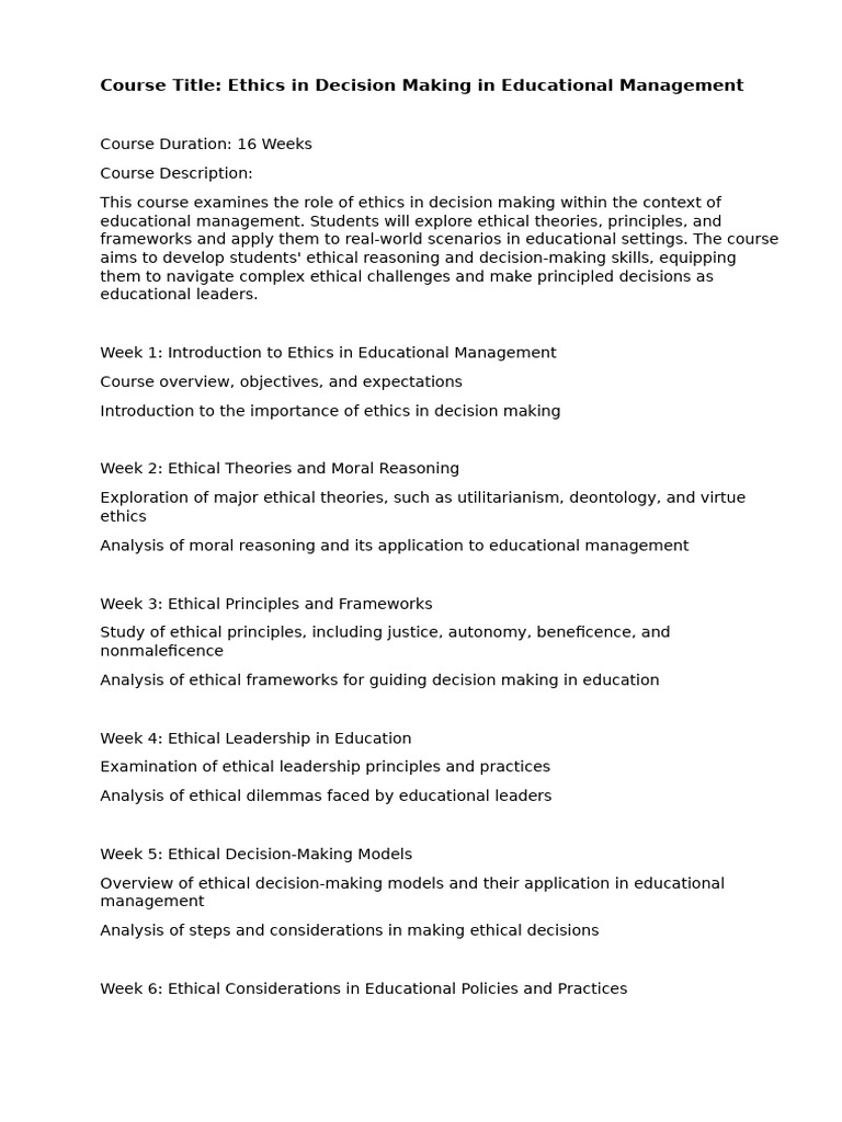 Ethics in Decision Making | PDF