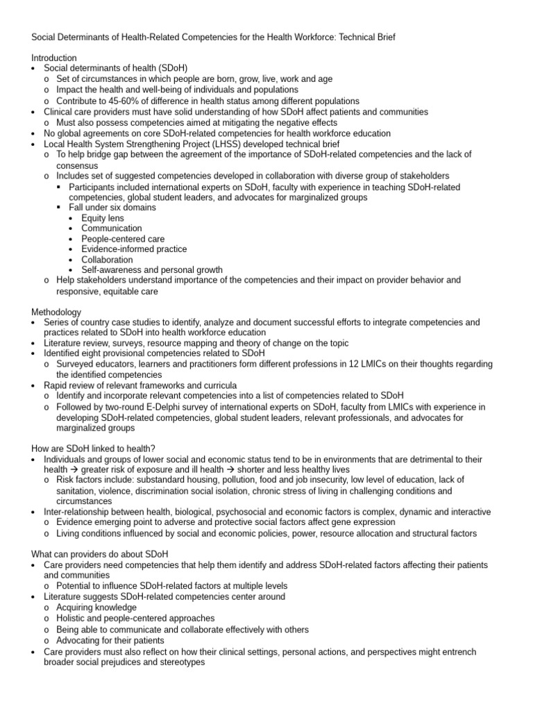 Social Determinants of Health-Related Competencies For The Health ...