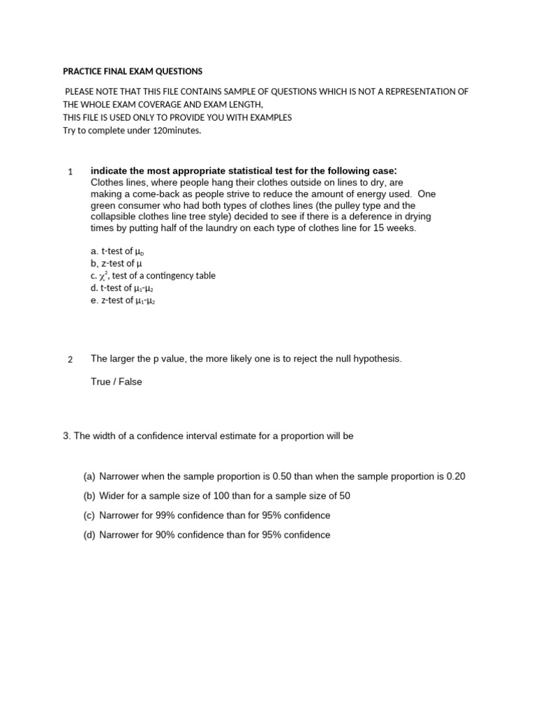 PRACTICE FINAL EXAM QUESTIONS Fall 2022 FINE 2000 | PDF