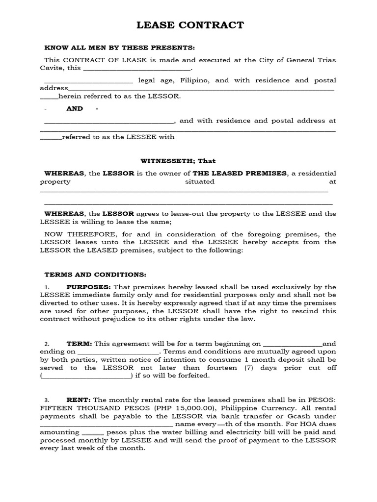 Contract For Rent Template | PDF