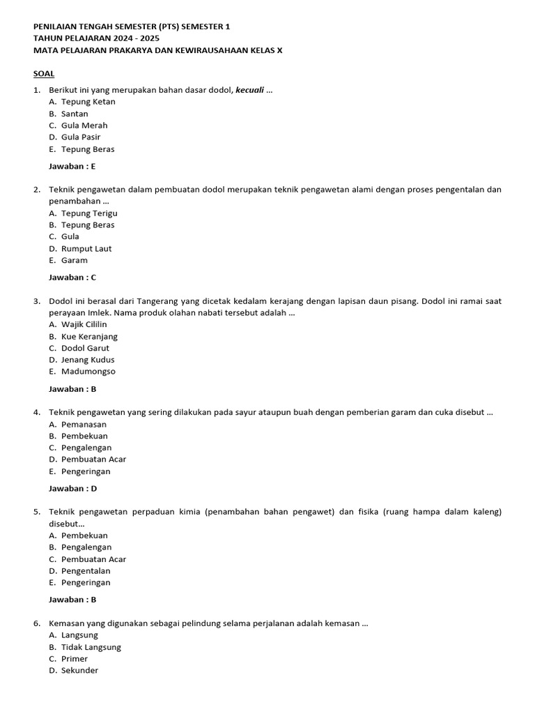 Panduan Lengkap: Download Soal Prakarya KWU Semester 2 Kelas 10 DOC untuk Sukses Ujian