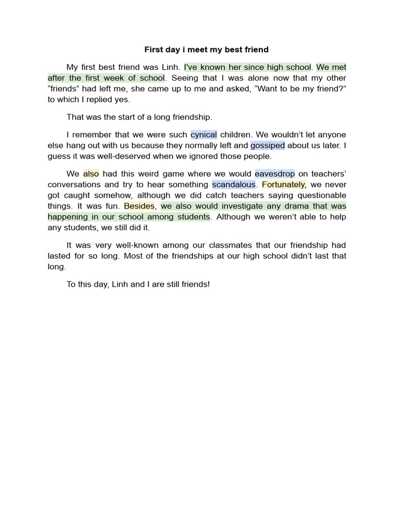 First Day I Meet My Best Friend | PDF