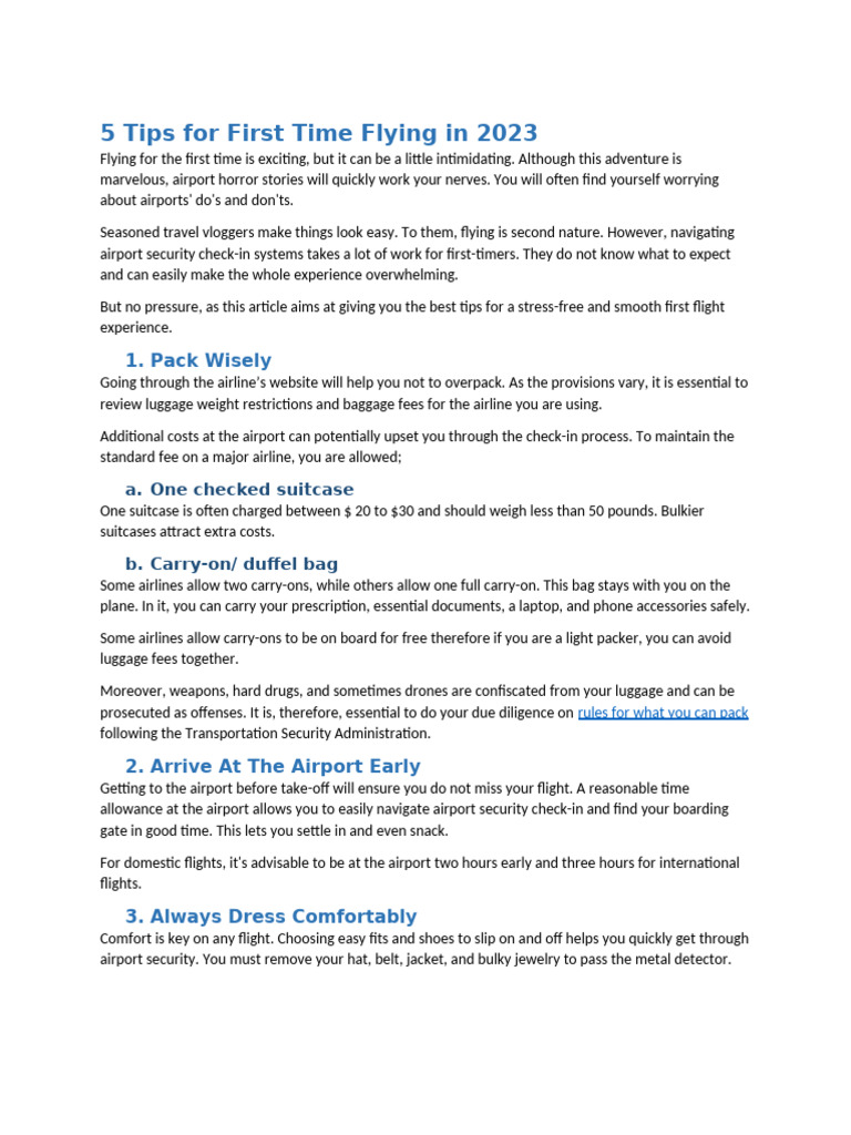 5 Tips For First Time Flying in 2023.edited | PDF