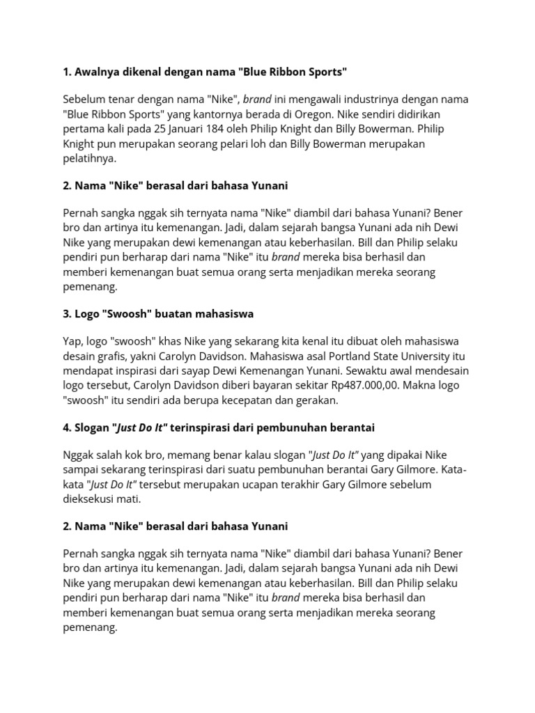 10 Fakta Nike | PDF