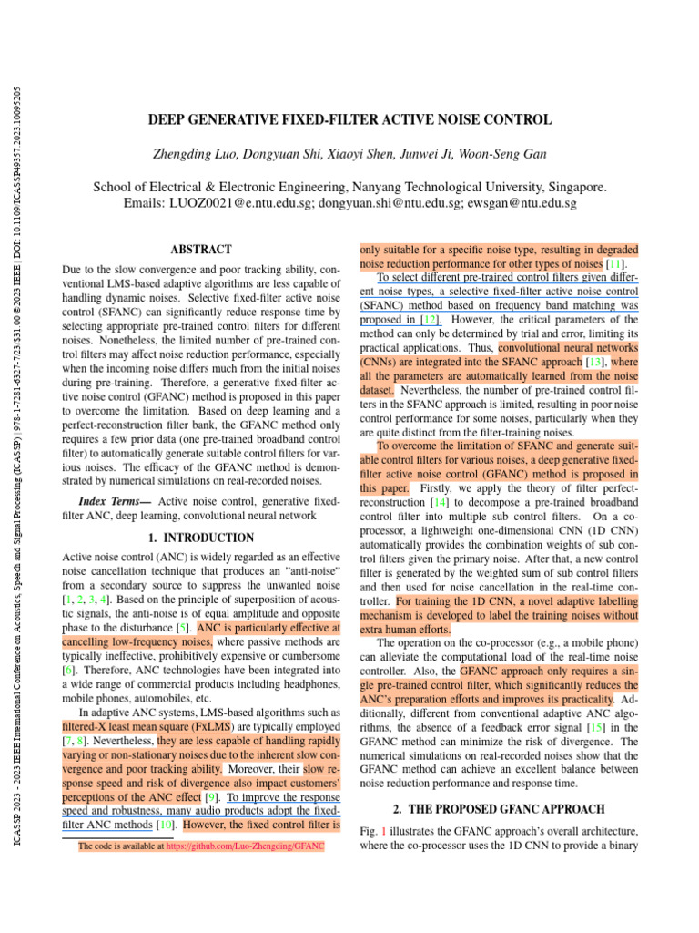 Deep Generative Fixed-Filter Active Noise Control | PDF