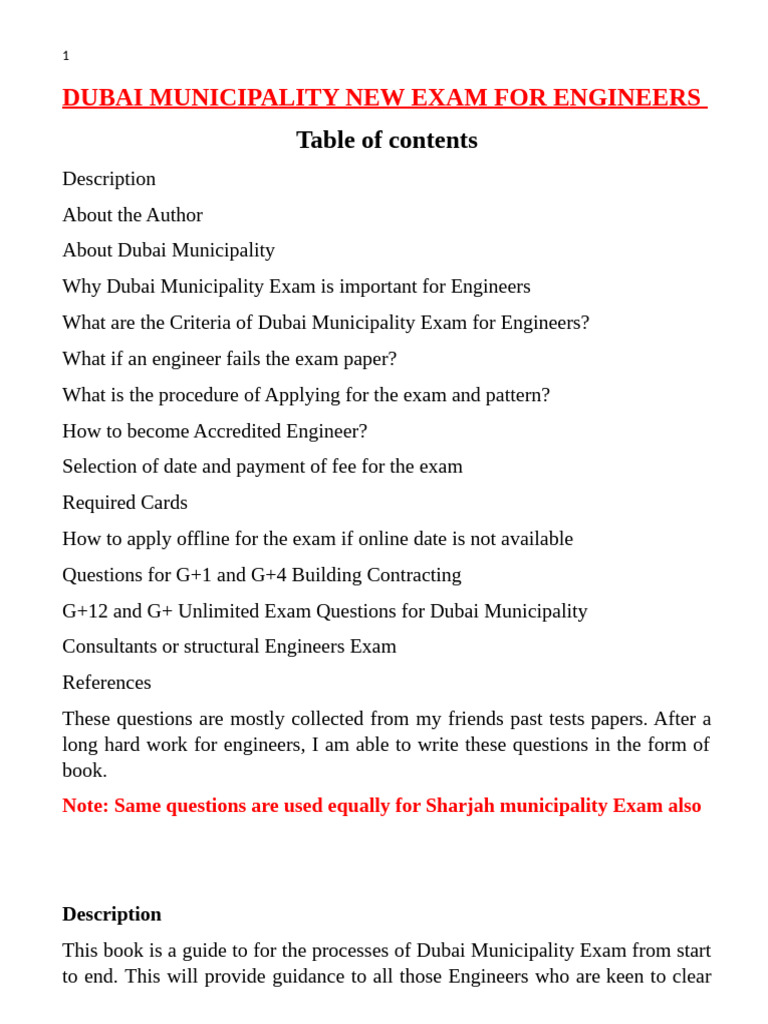 Dubai Municipality New Exam for Engineers | PDF