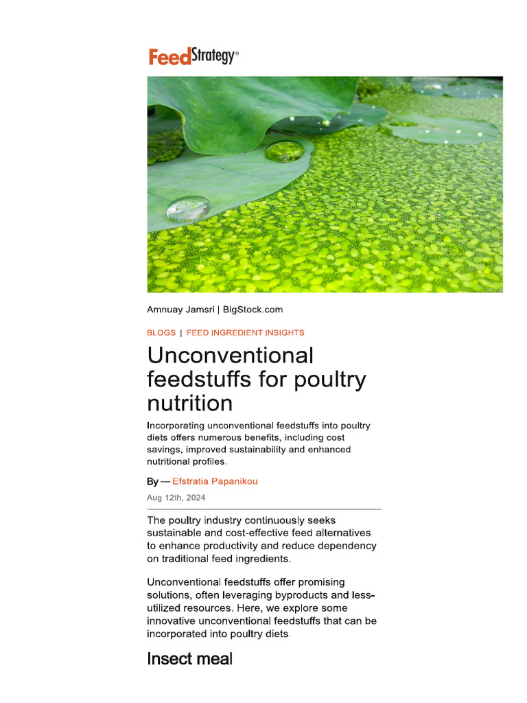 Unconventional Feeds For Poultry | PDF