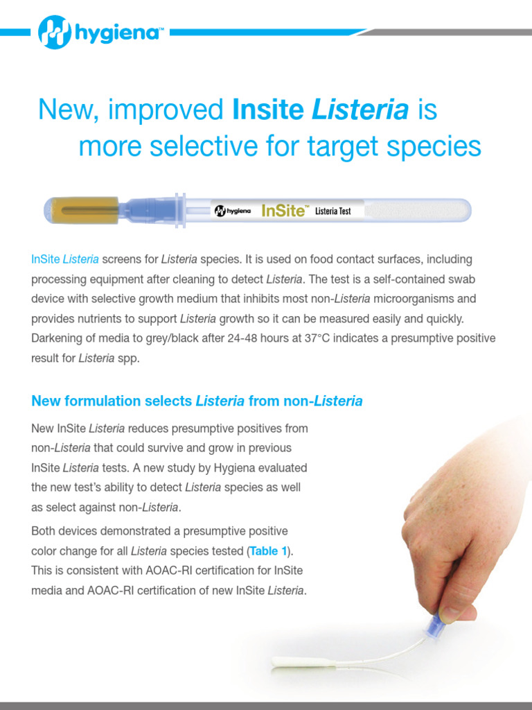 InSite Listeria Brochure | PDF | Microbiology | Gram Positive Bacteria
