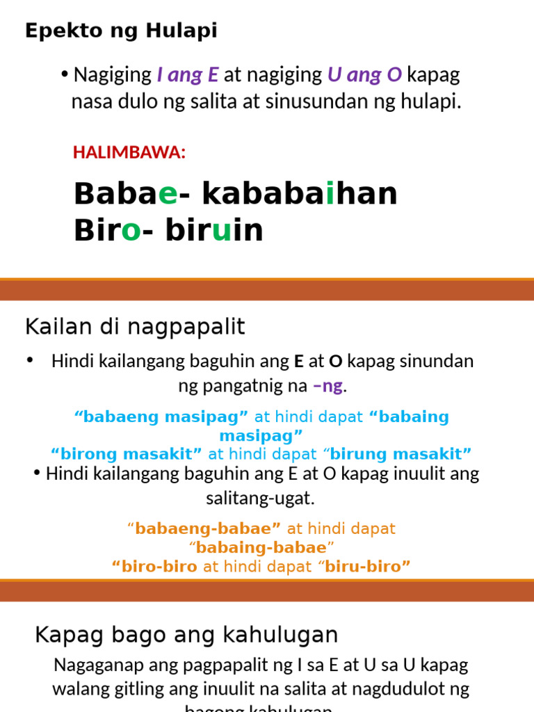 Nagiging at Nagiging Kapag Nasa Dulo NG Salita at Sinusundan NG Hulapi ...
