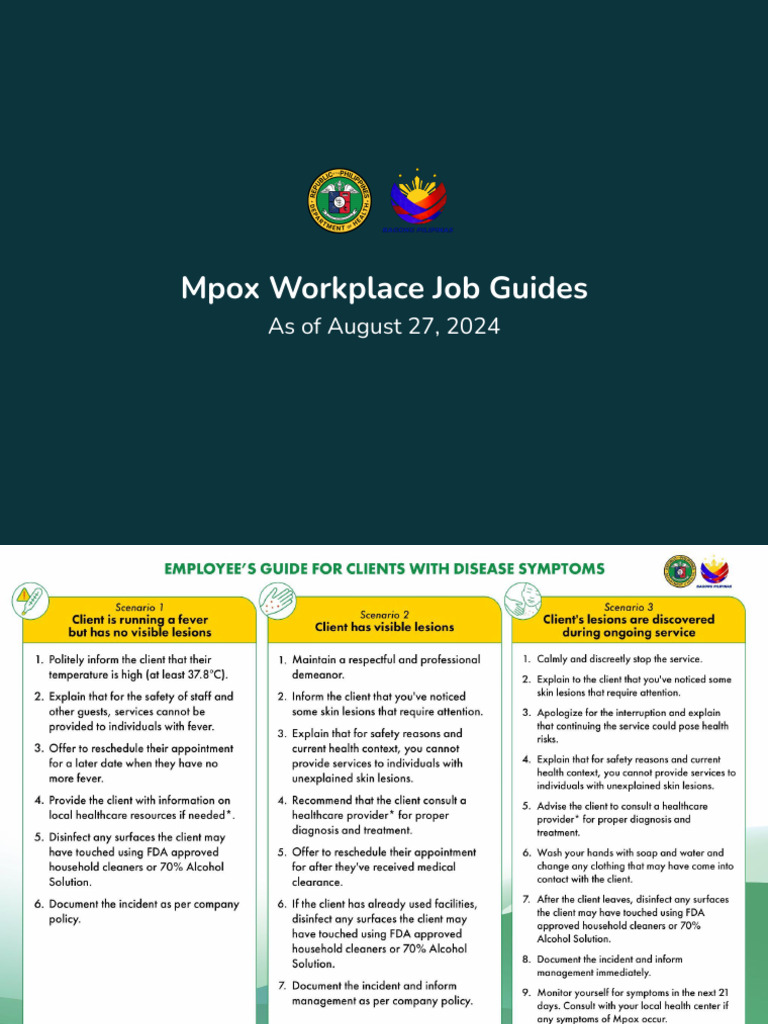 Mpox Workplace Job Guides - As of Sep 5 2024 | PDF