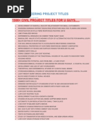 Download Civil Engineering Project Titles by kamardeen mustafa SN76872978 doc pdf