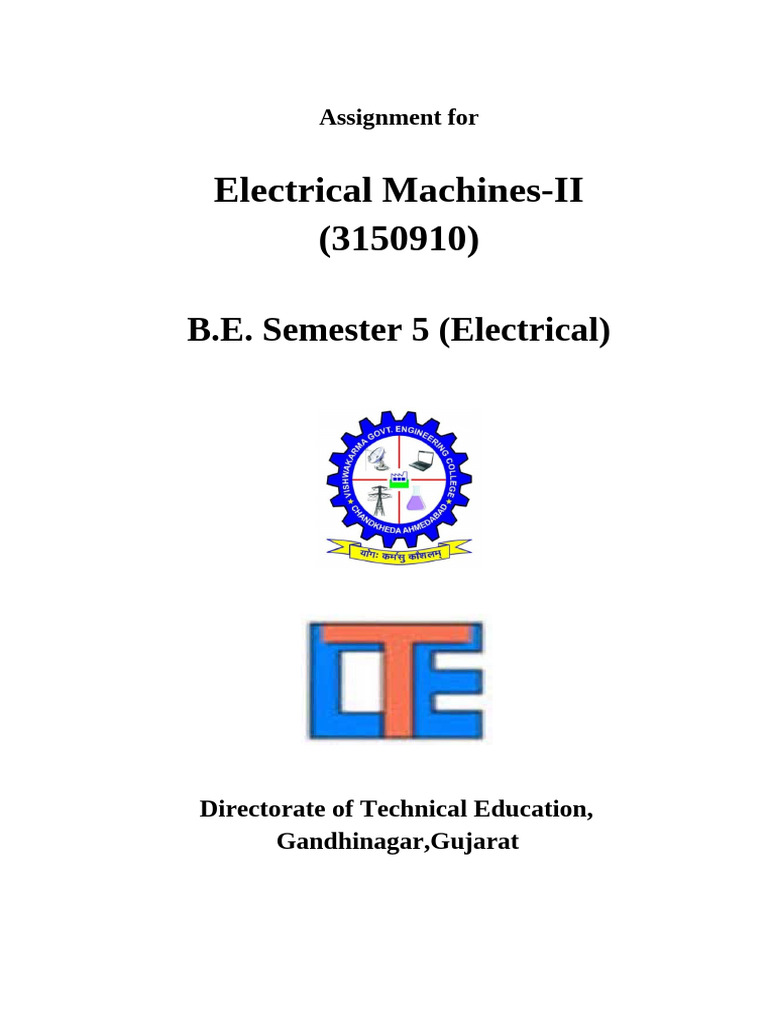 Electrical Machines-II Assignment Guide | PDF | Electromagnetism ...
