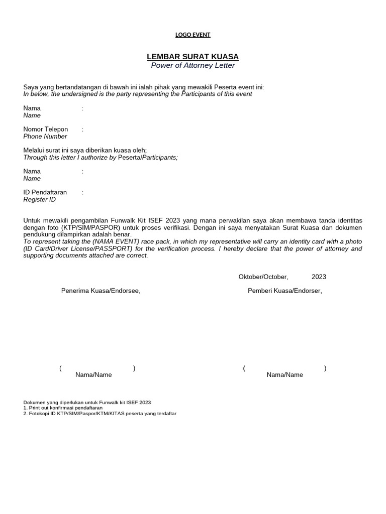 Surat kuasa isef funwalk 2023 pdf