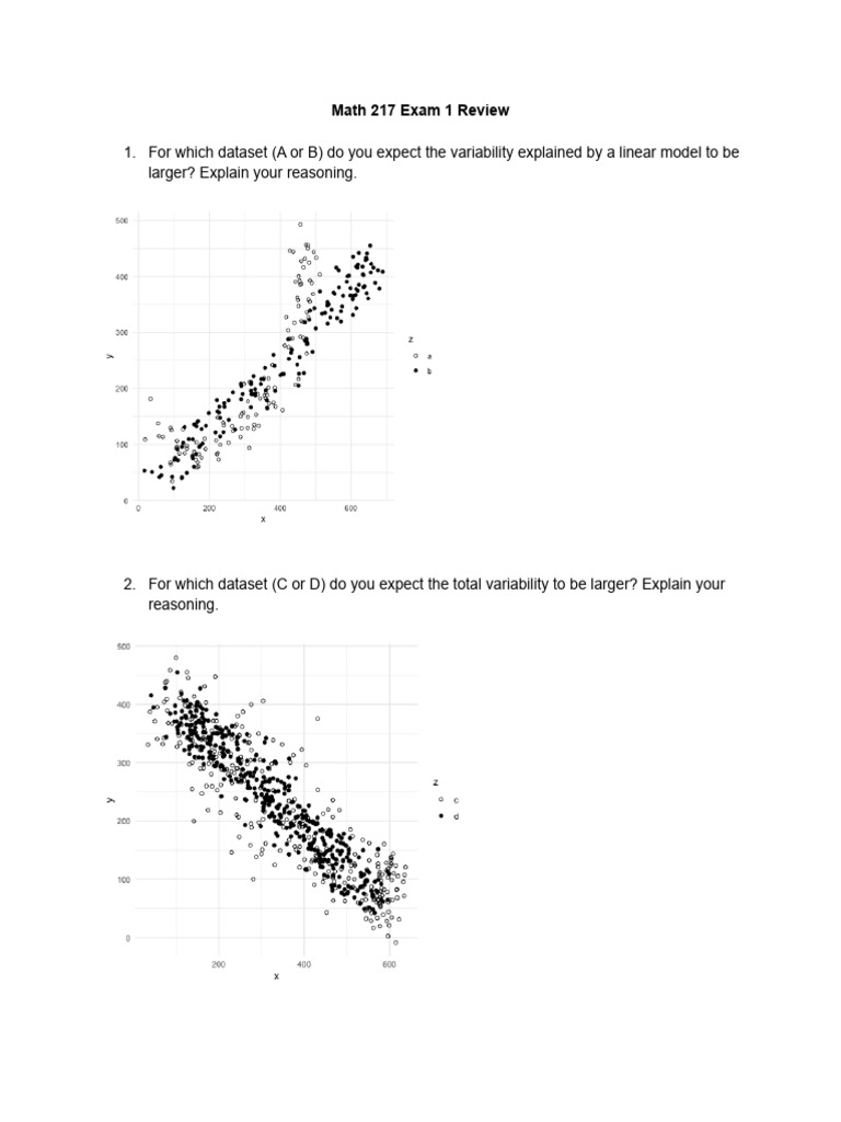 Math 217 Exam 1 Review | PDF