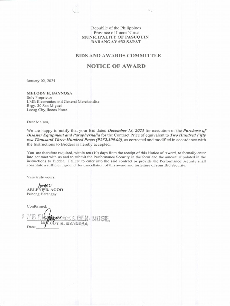 Notice of Award | PDF