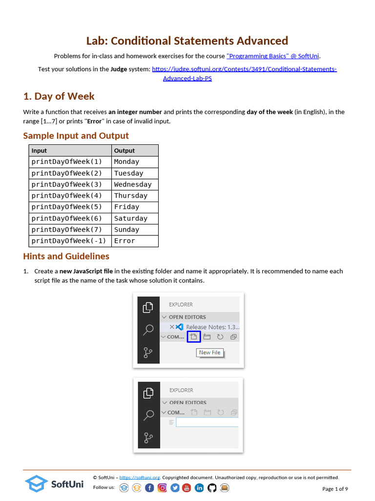 01. Day of Week_Problem Descriptions javascript | PDF
