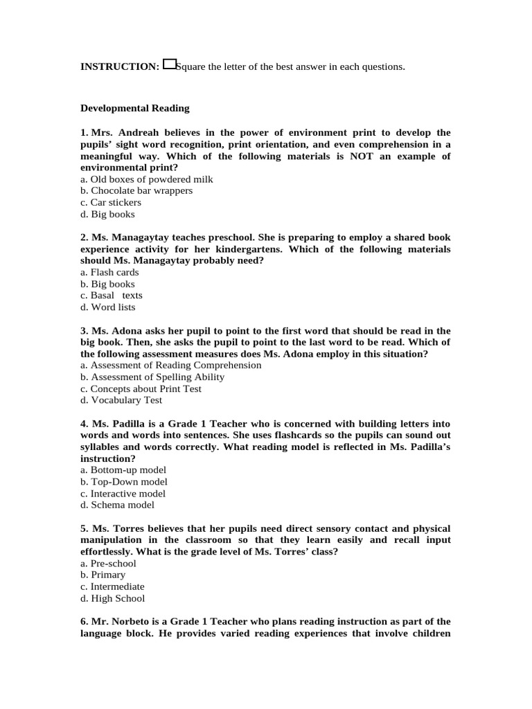 Reviewer With Answers 4 | PDF | Learning | Cognitive Development