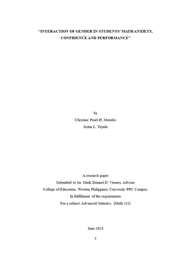 Gender Impact on Math Anxiety and Performance | PDF | Survey ...