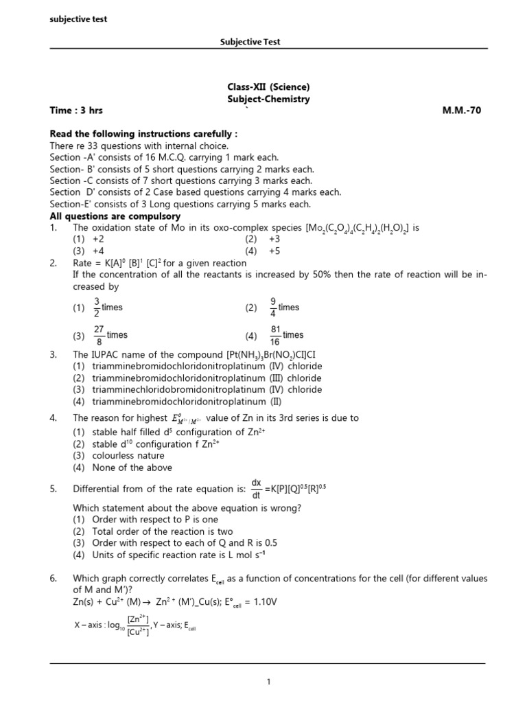 Subjective test class 2 pdf