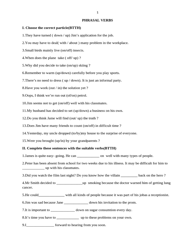 Phrasal Verbs Exercises Pdf
