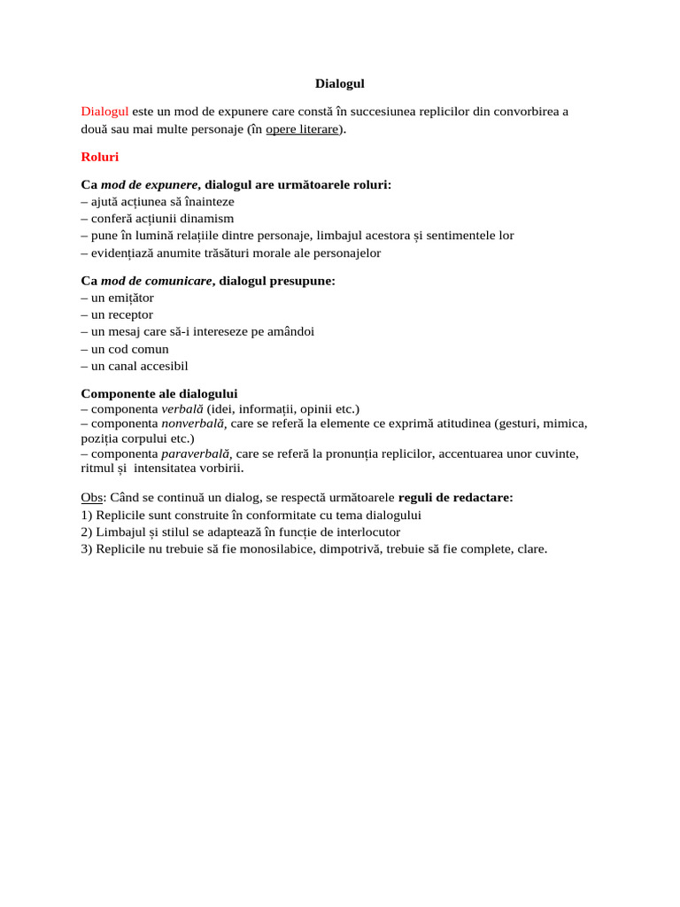 Dialogul În Textele Literare | PDF