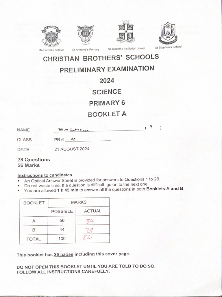 CBS Science Prelim 2024 Booklet A | PDF