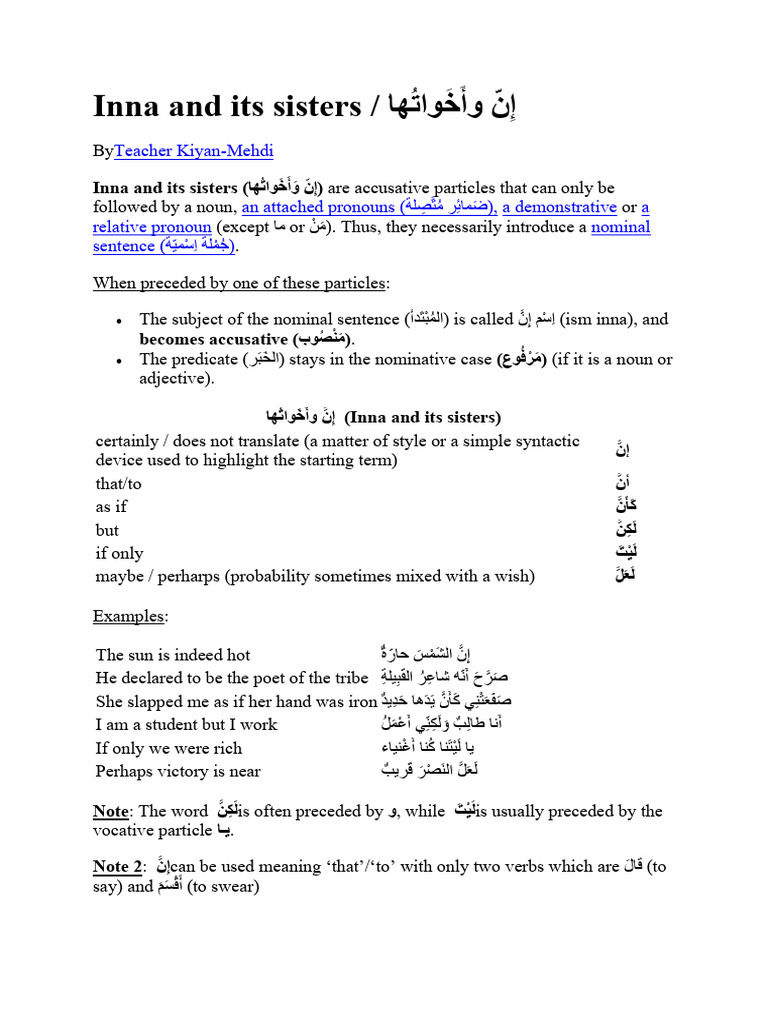 Inna and Its Sisters | PDF | Linguistic Morphology | Grammar