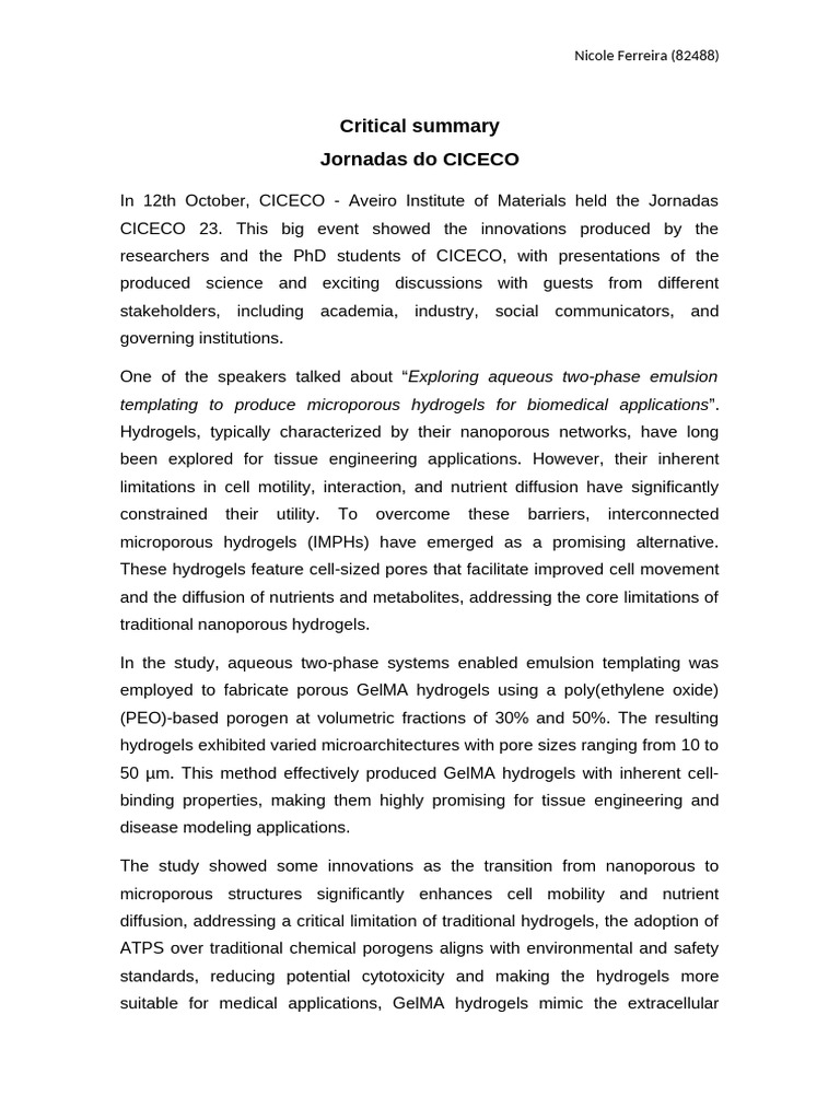 critical summary of an article example