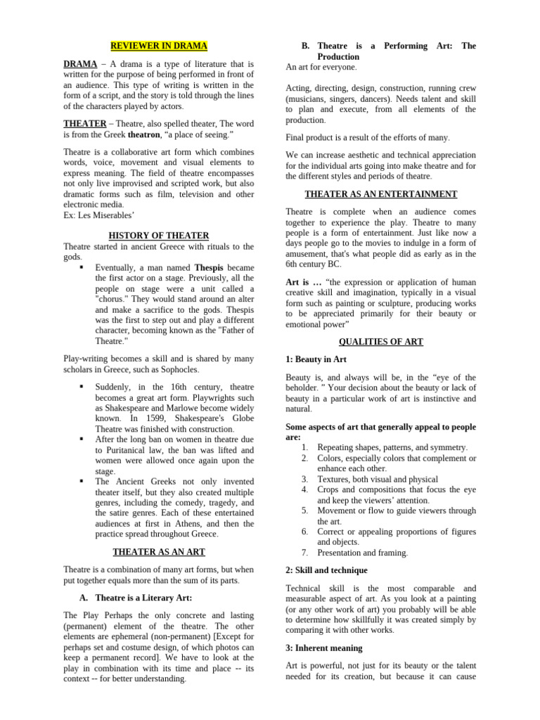 Reviewer in Drama | PDF