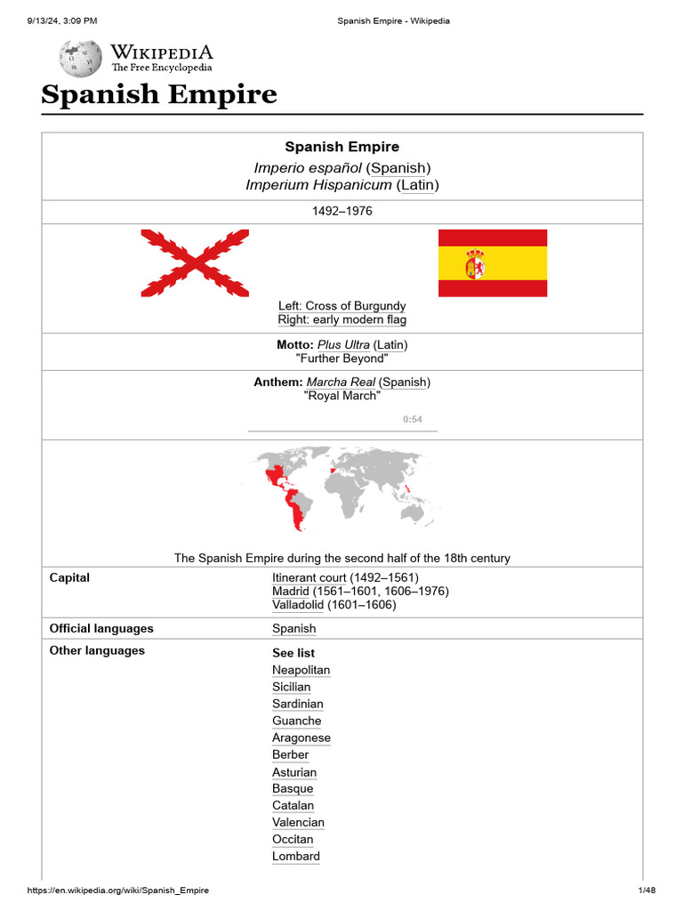 Spanish Empire - Wikipedia | PDF