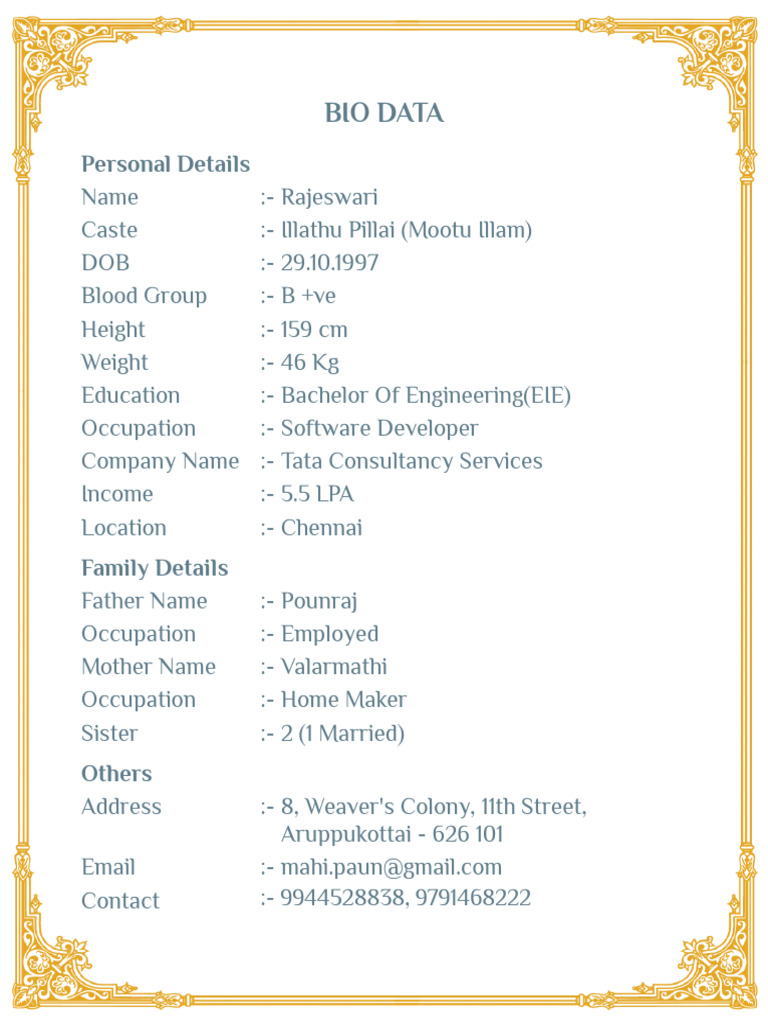 Biodata Rajeswari | PDF