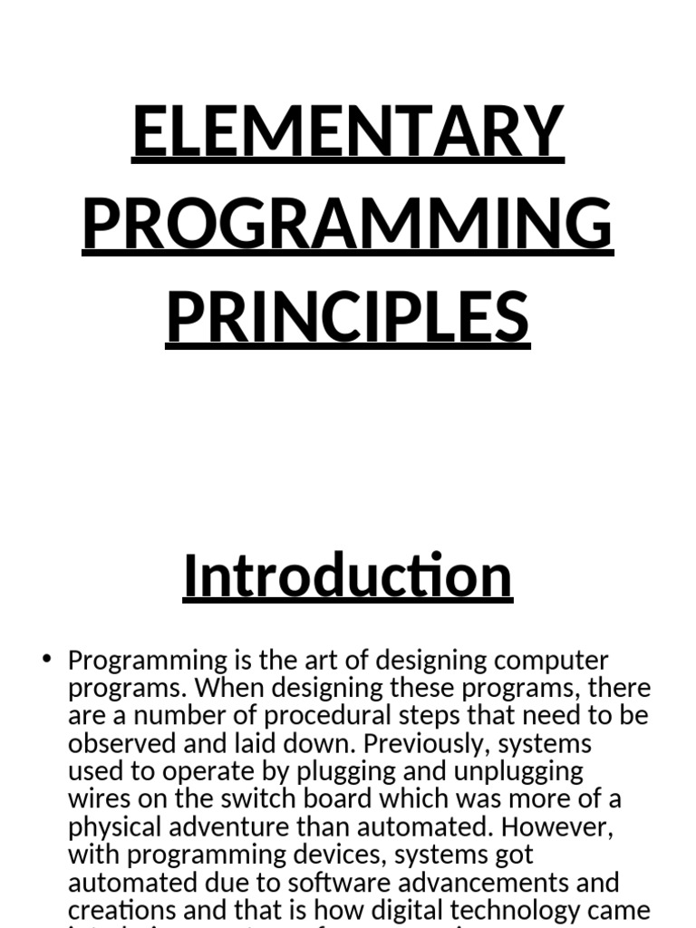 Elementary Programming Principals | PDF