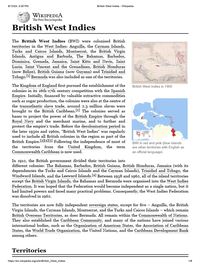 British West Indies - Wikipedia | PDF