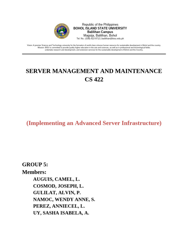TOPIC 1 10 - Server Management Report GROUP 5 | PDF