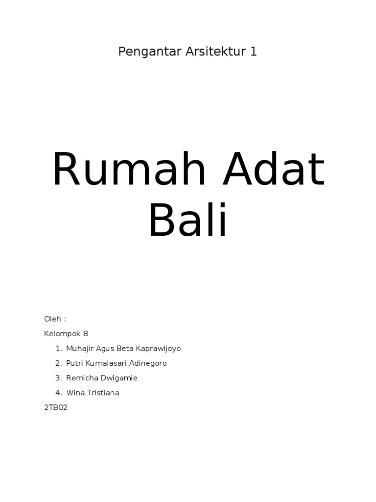 Rumah Adat Bali: Pengantar Arsitektur 1