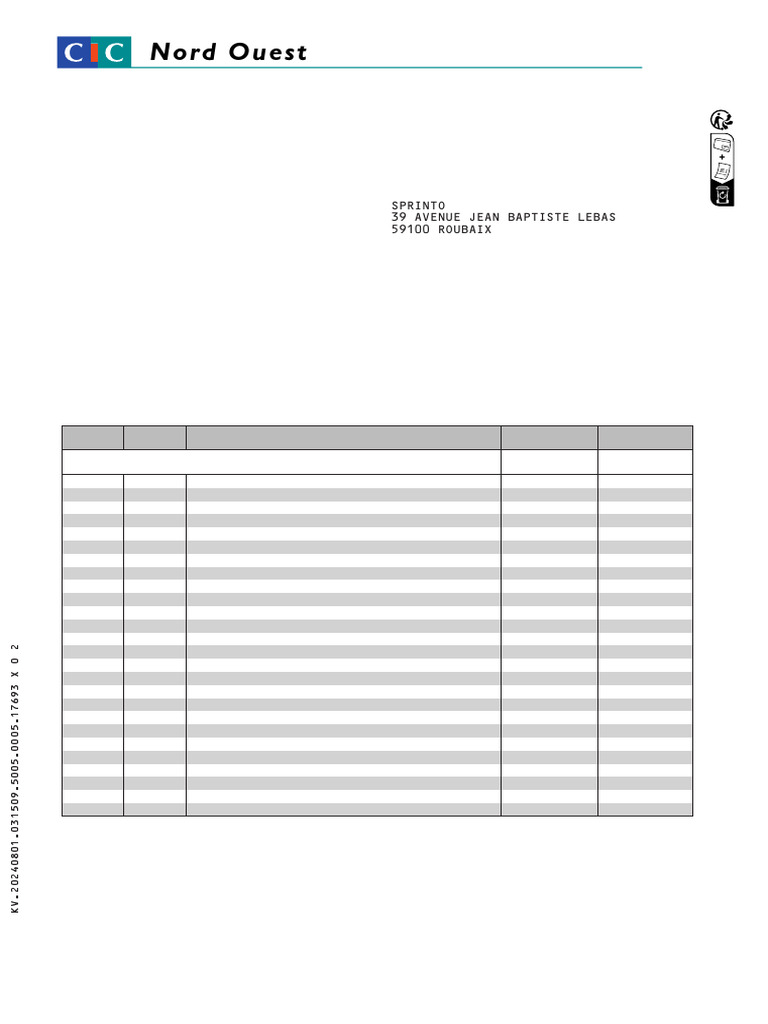 Extrait de Comptes Compte 17028 000208756 03 C C Contrat Pro Global ...