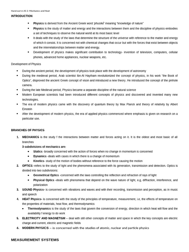 NOTES 1 - Physics | PDF