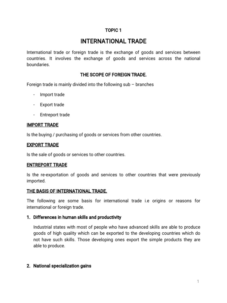 Understanding International Trade Basics | PDF