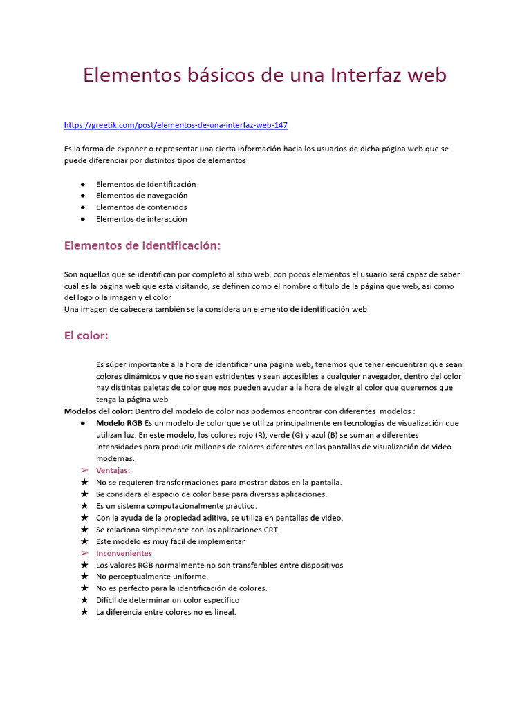 Elementos Básicos de Una Interfaz Web | PDF