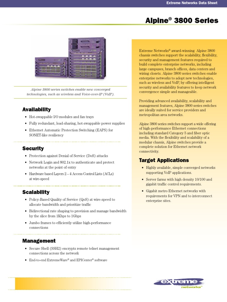 Alpine 3800 Series: Availability | PDF | Network Switch | Computer Network