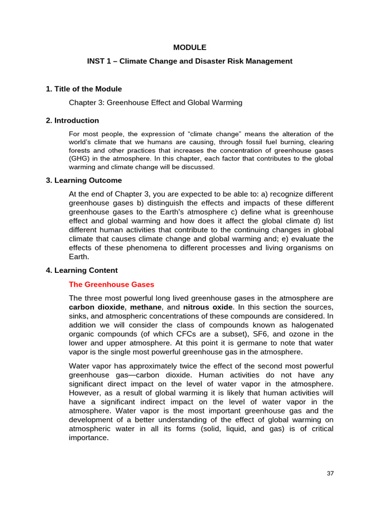 Chapter 3 Greenhouse Effect and Global Warming | PDF