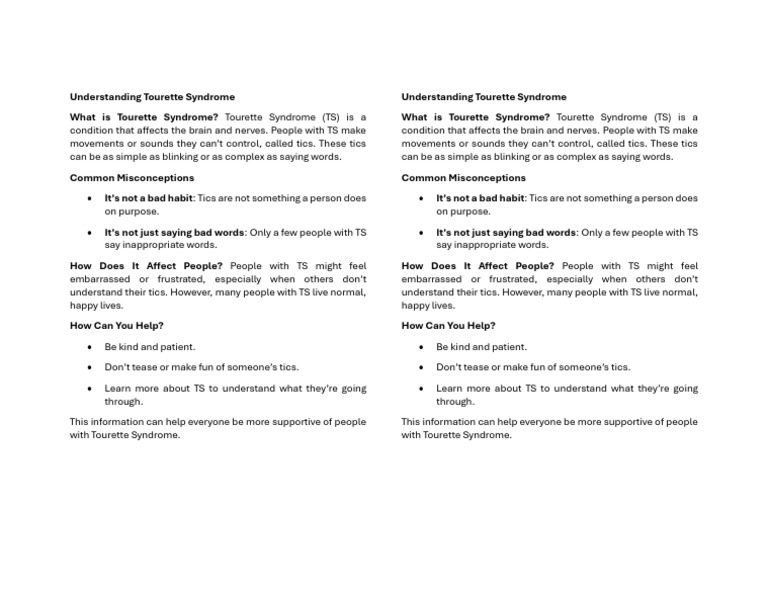 Understanding Tourette Syndrome | PDF