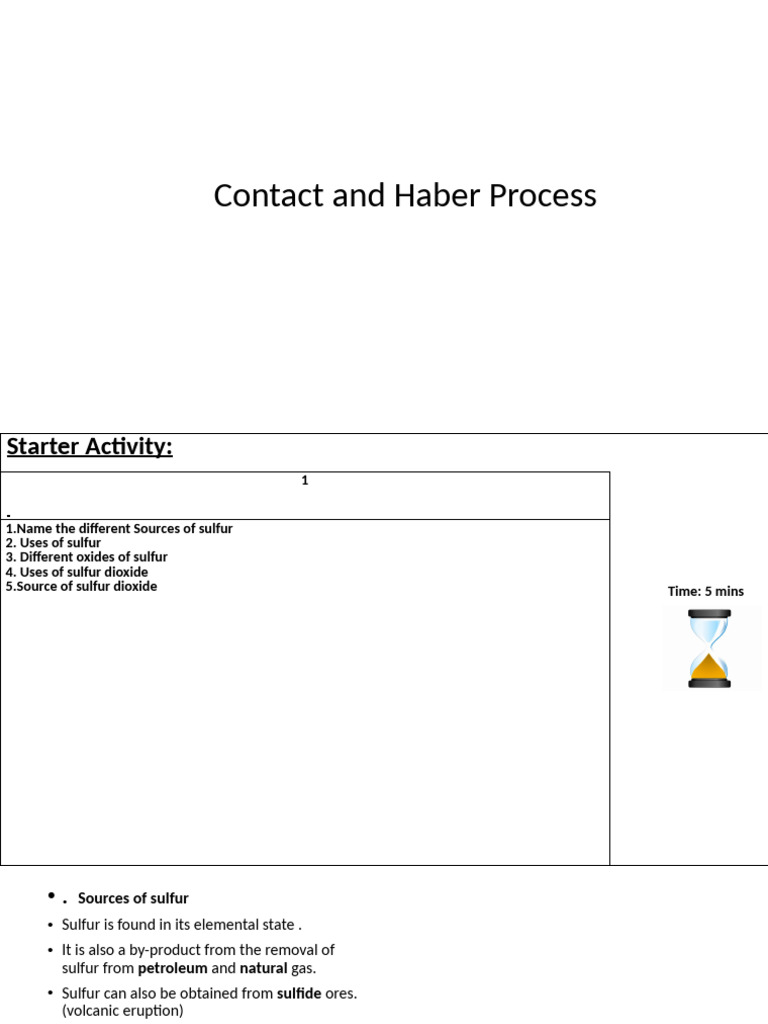 Contact and Haber Process | PDF