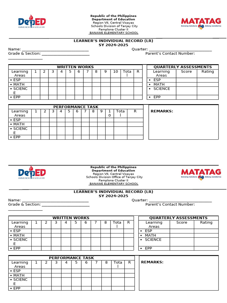 Individual Learner's Record (LR) | PDF