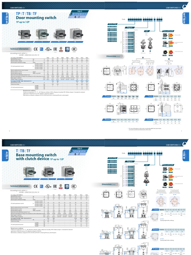 T TB TF TP 12A 1200A Switches | PDF
