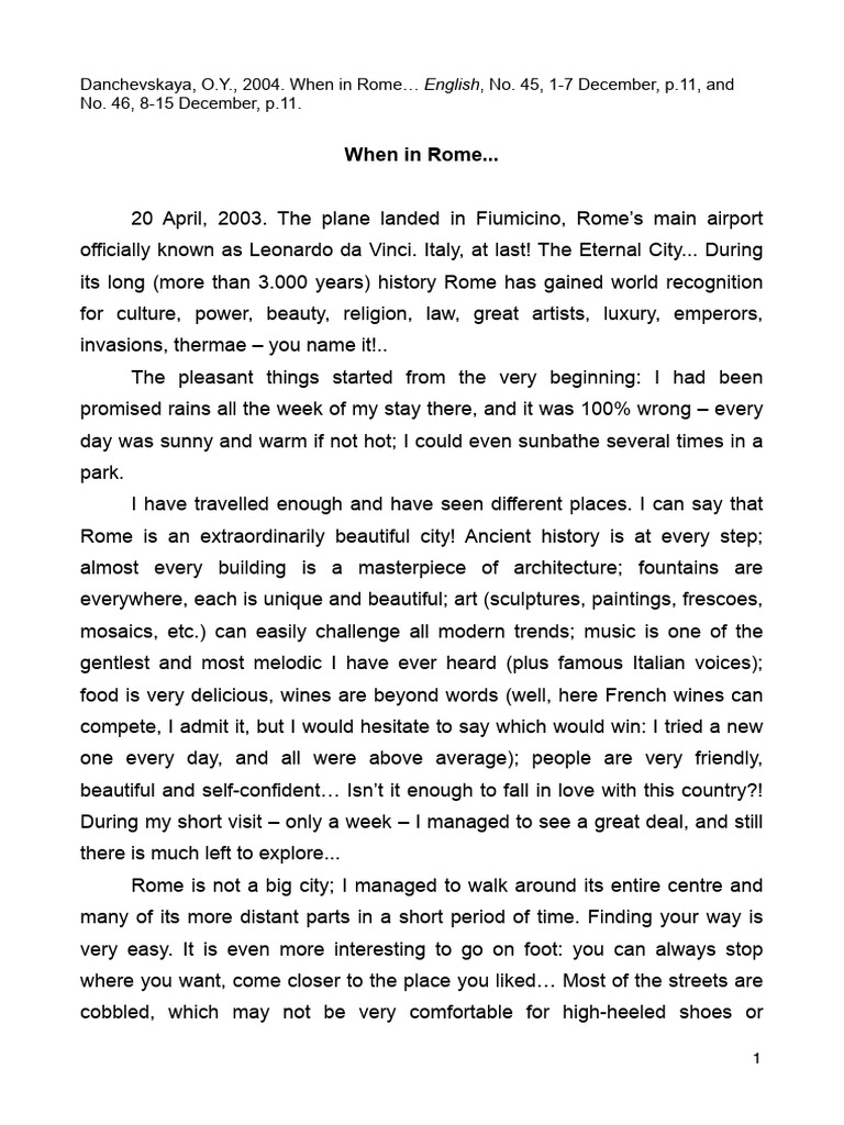When in Rome | PDF