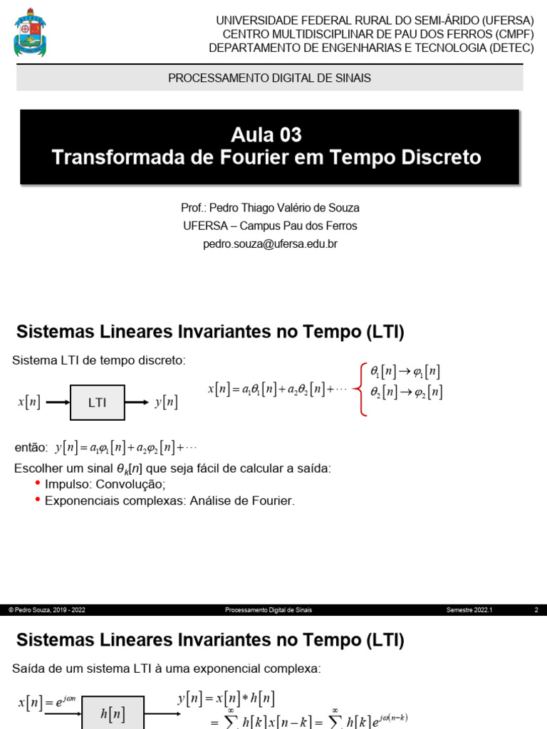 Aula 03 - Transformada de Fourier em Tempo Discreto | PDF