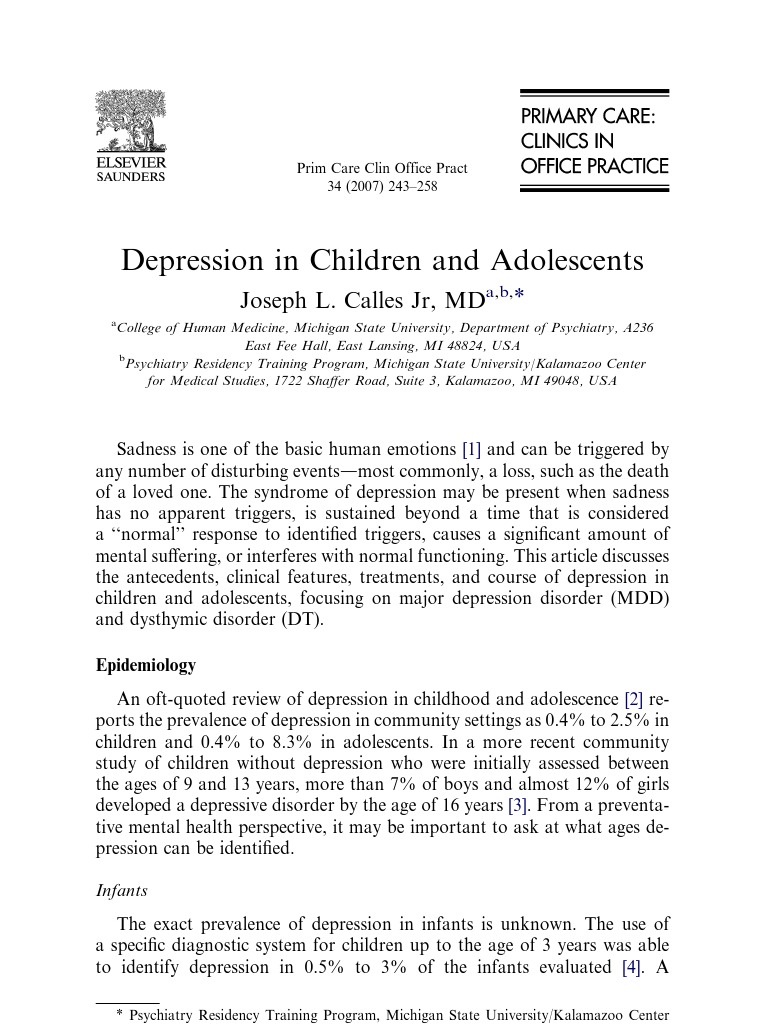Understanding Depression in Youth | PDF | Major Depressive Disorder ...
