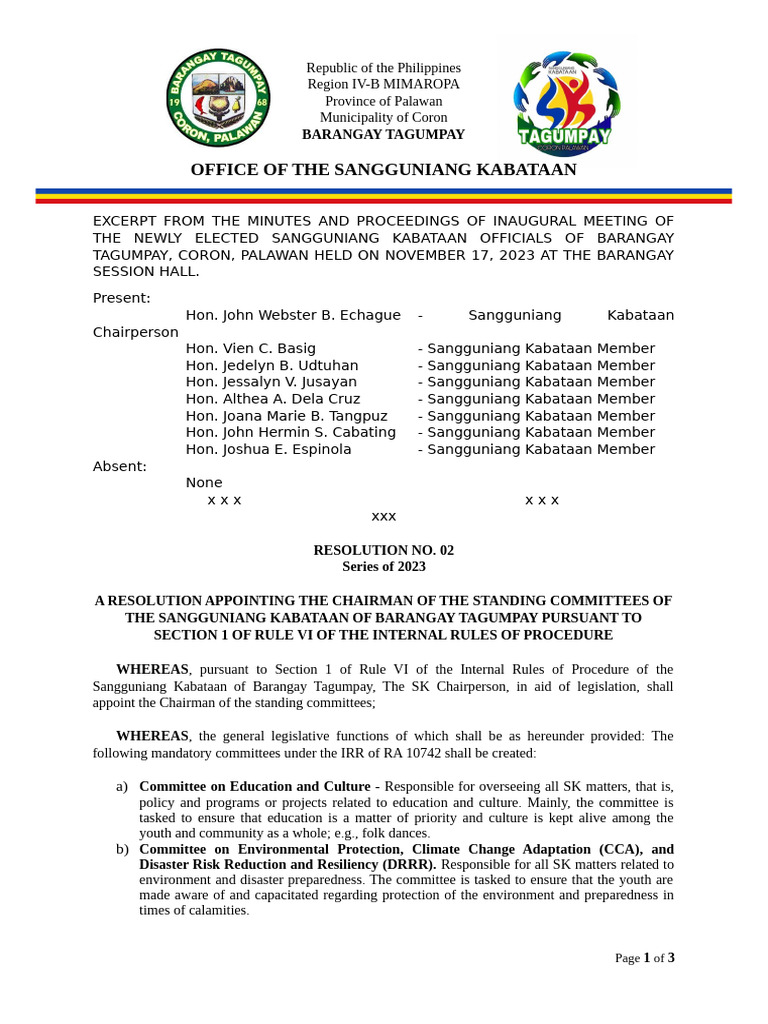 SK Committee Chair Appointments 2023 | PDF | Disaster Risk Reduction ...